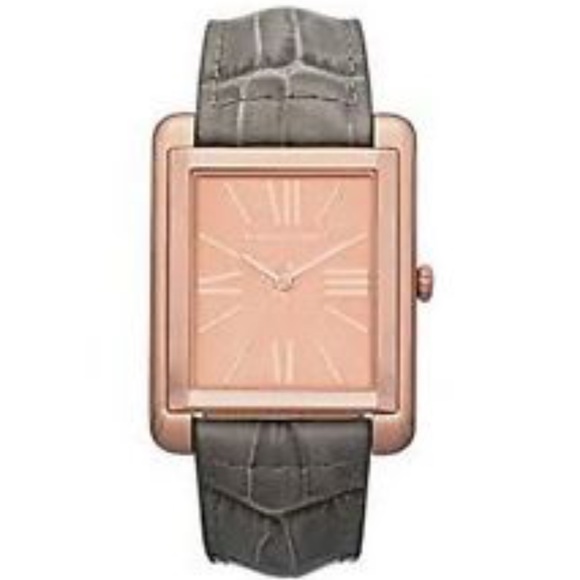 MICHAEL KORS GREY CROCODILE rose gold watch unisex - Picture 1 of 2